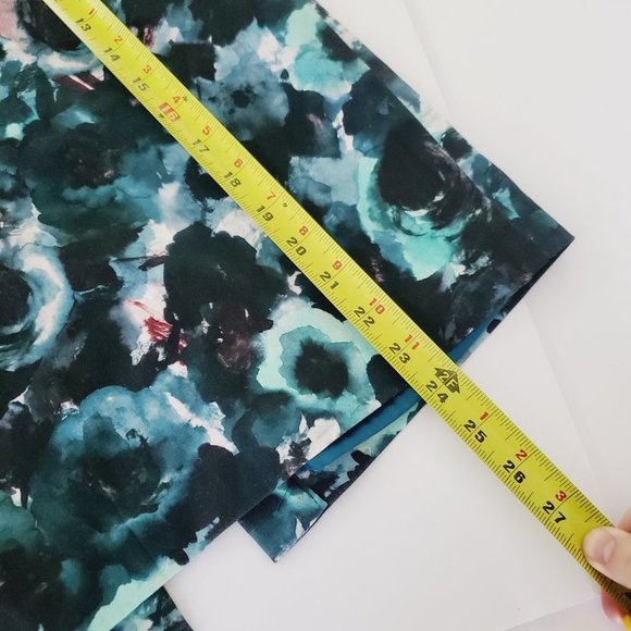 Milly Skirt Italian Fabric Teal Floral Bow Detail Abstract Pencil 6 - Picture 11 of 11